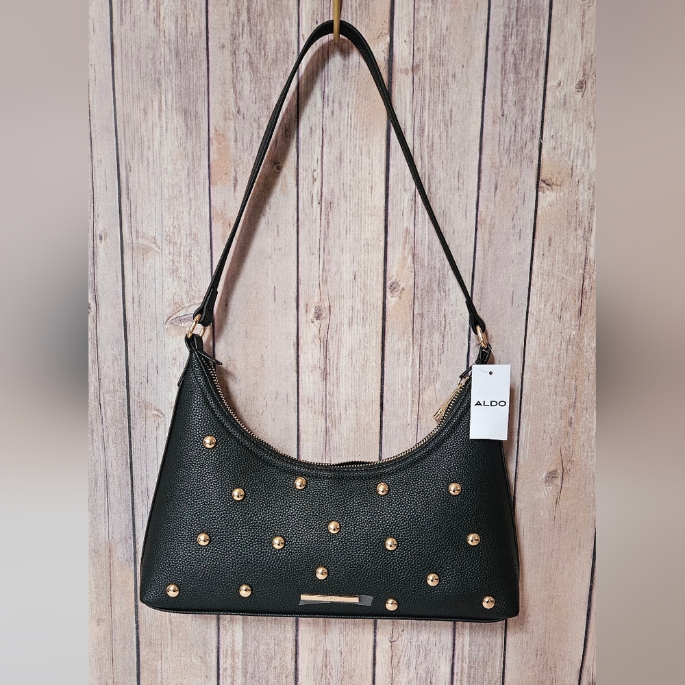 ALDO Black Shoulder Bag with Gold Studs NWT
